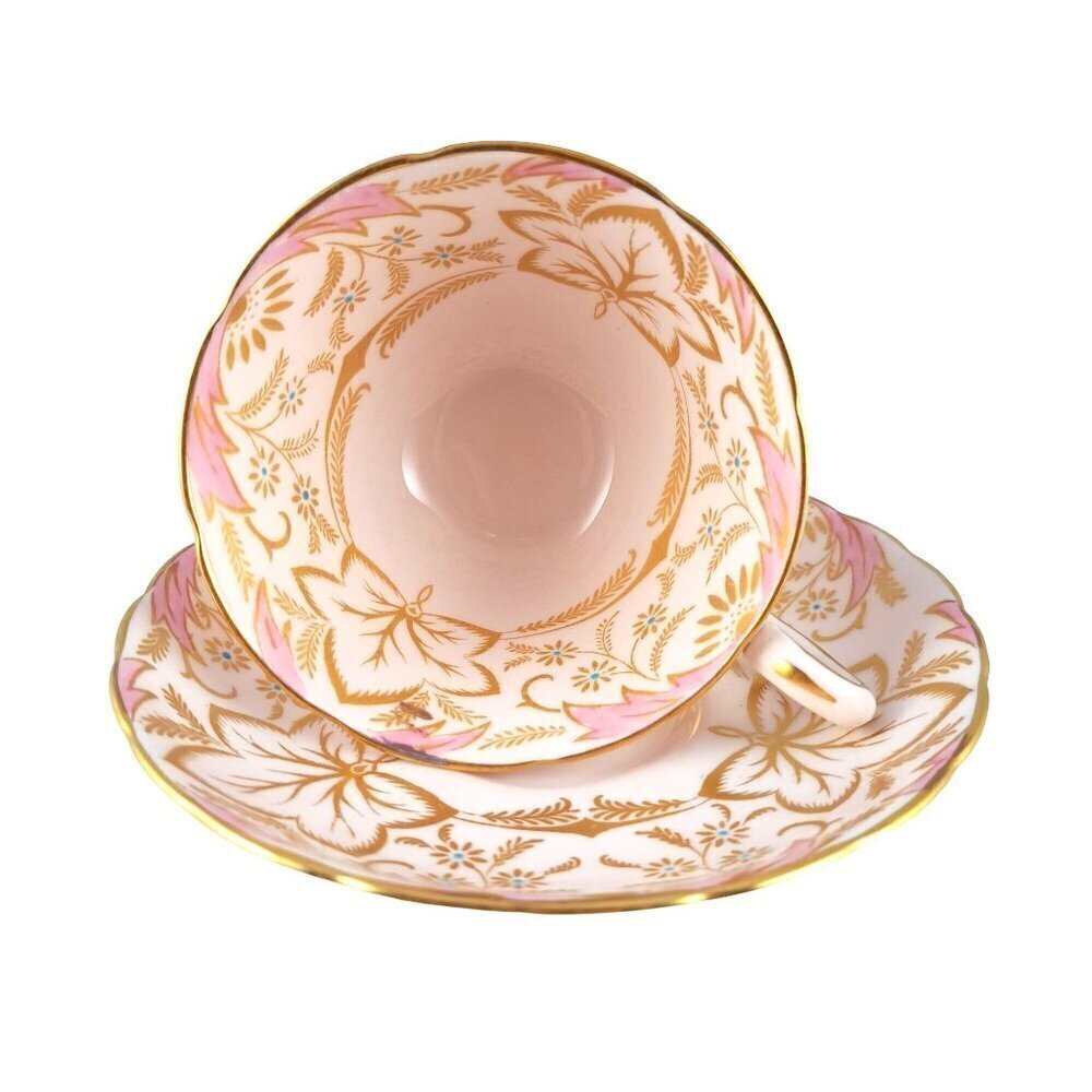 Tuscan Maple Leaf Pink Wide Mouth Tea Cup And Saucer